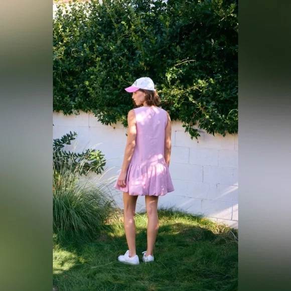 Pink Sleeveless Bubble Hem Dress - Picture 4 of 4